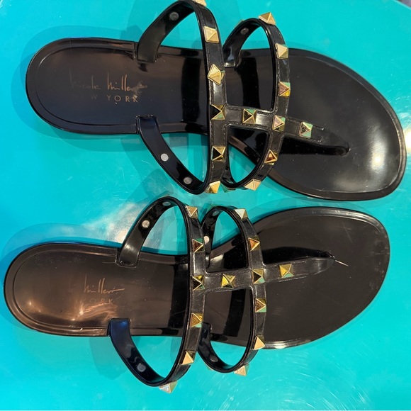 Nicole Miller Shoes - Nicole Miller New York studded jelly flip-flop sandals - size 6!